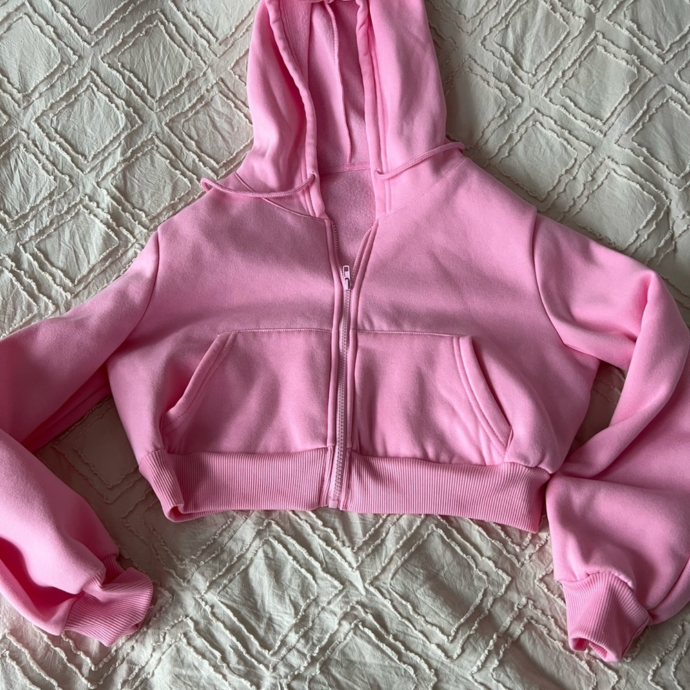 Pink Cropped Hoodie